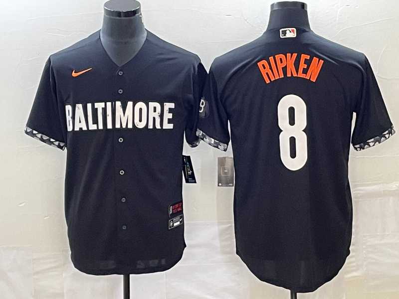 Men%27s Baltimore Orioles #8 Cal Ripken Jr Black 2023 City Connect Cool Base Stitched Jersey